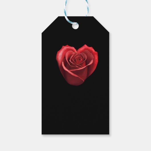 Herzförmige Rote Rose- Geschenkanhänger (Rückseite)