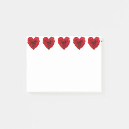 Herzförmige Rote Rose Post-it Klebezettel