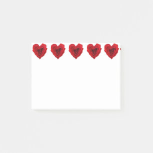 Herzförmige Rote Rose Post-it Klebezettel