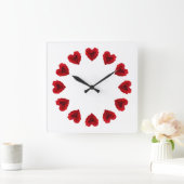 Herzförmige Rote Rose Quadratische Wanduhr (Zuhause)
