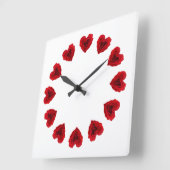 Herzförmige Rote Rose Quadratische Wanduhr (Winkel)