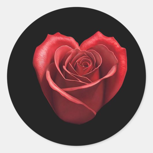 Herzförmige Rote Rose- Runder Aufkleber (Vorderseite)