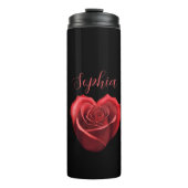 Herzförmige Rote Rose- Thermosbecher (Vorderseite)