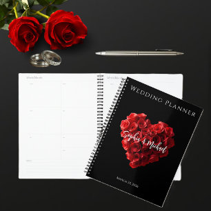 Herzförmige rote Rosen-Hochzeit Planer