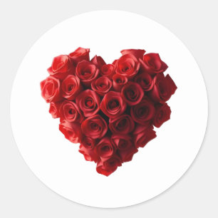 Herzförmige rote Rosen- Runder Aufkleber