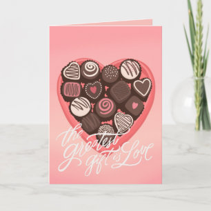 Herzförmige Schachtel Pralinen Valentinsgruß Karte