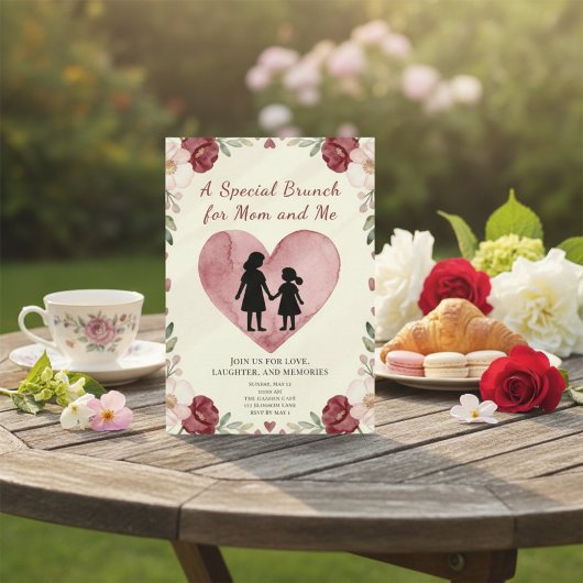 Herzförmige sentimentale Mutter-Tochter-Brunch-Ein Einladung