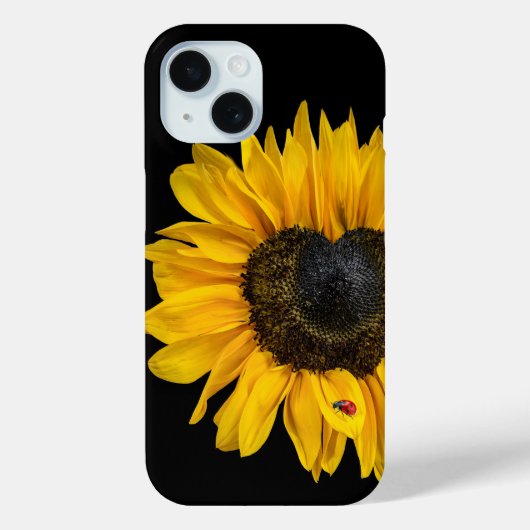 Herzförmige Sonnenblume mit Ladybug Case-Mate iPhone Hülle (Rückseite)