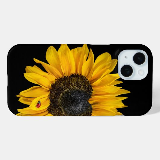 Herzförmige Sonnenblume mit Ladybug Case-Mate iPhone Hülle (Rückseite (Horizontal))