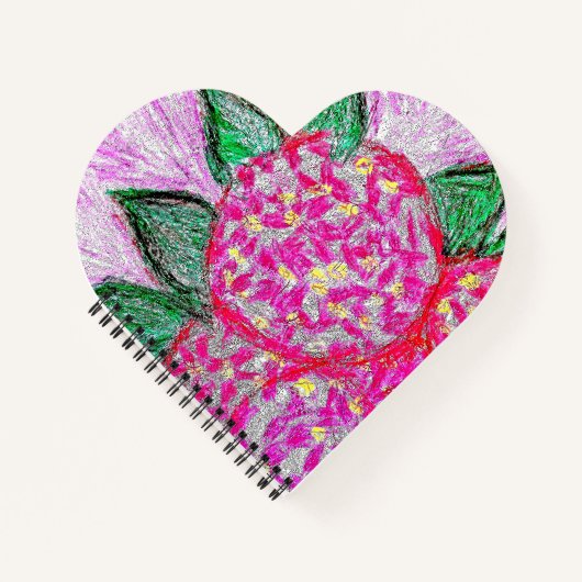 Herzförmige Spiral Bound Notebook Hydrangea Notizblock (Vorderseite)