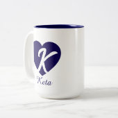Herzförmige Tasse mit individuellem Monogramm und (Vorderseite Links)