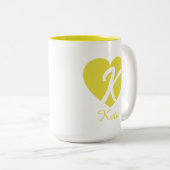 Herzförmige Tasse mit individuellem Monogramm und (VorderseiteRechts)