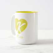 Herzförmige Tasse mit individuellem Monogramm und (Vorderseite Links)