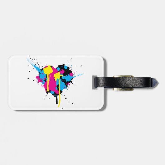 Herzförmige Tinte Spritzer Gepäckanhänger (Rückseite horizontal)