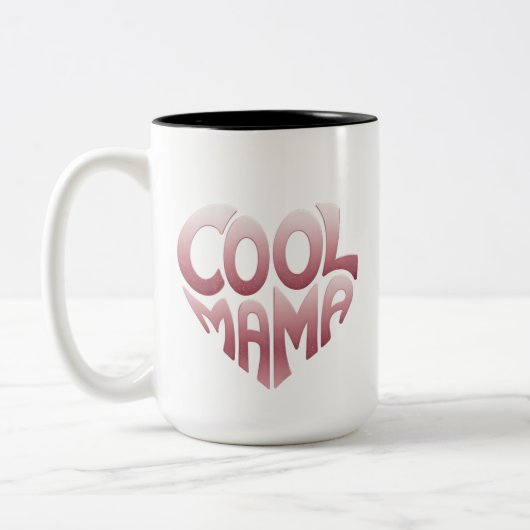Herzförmige Typografie: COOLES MAMA Zweifarbige Tasse (Links)