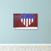Herzförmige US Flagge Leinwanddruck (Insitu (Holzboden))