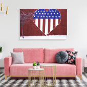 Herzförmige US Flagge Leinwanddruck (Insitu (Wohnzimmer))