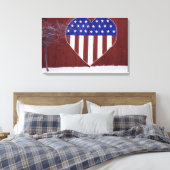 Herzförmige US Flagge Leinwanddruck (Insitu (Schlafzimmer))