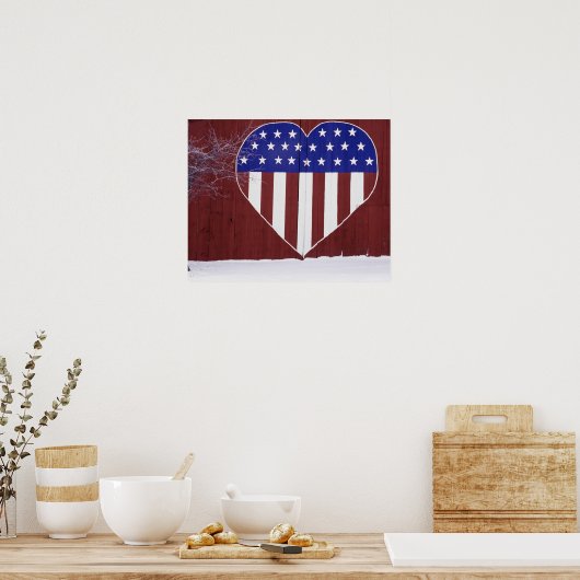Herzförmige US Flagge Poster (Küche)