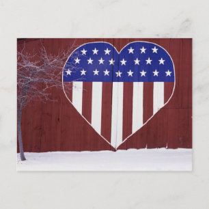Herzförmige US Flagge Postkarte