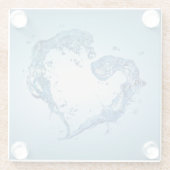 Herzförmige Wasserablagerungen Glasuntersetzer (Rückseite)