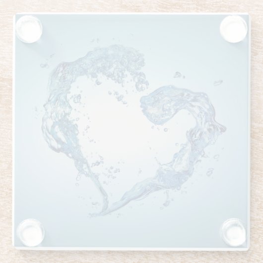 Herzförmige Wasserablagerungen Glasuntersetzer (Rückseite)