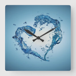 Herzförmige Wasserablagerungen Quadratische Wanduhr