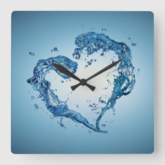 Herzförmige Wasserablagerungen Quadratische Wanduhr (Vorderseite)