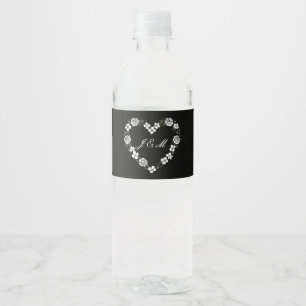 Herzförmige Wasserflasche in floraler Form für die Wasserflaschenetikett