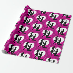 Herzförmiger Antrag Silhouette Rosa Geschenkpapier