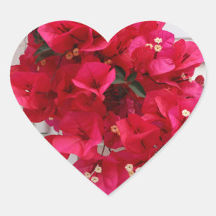 Herzförmiger Aufkleber rosa Blumen
