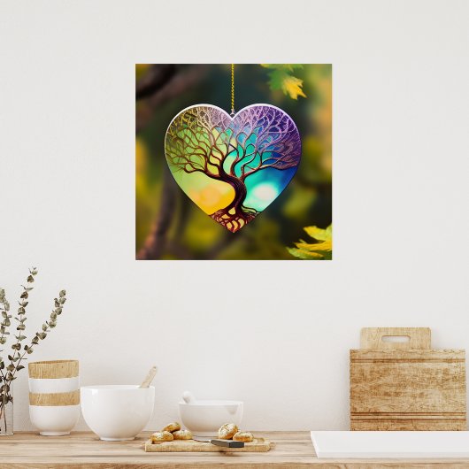 Herzförmiger Baum von Lebensschmuck Poster (Küche)