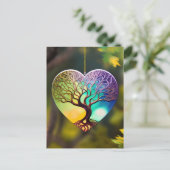 Herzförmiger Baum von Lebensschmuck Postkarte (Stehend Vorderseite)