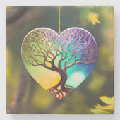 Herzförmiger Baum von Lebensschmuck Steinuntersetzer (Vorderseite)