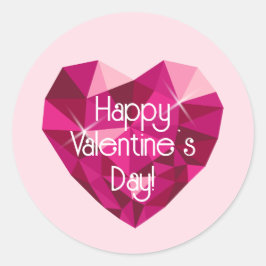 Herzförmiger Diamant Valentinstag Runder Aufkleber