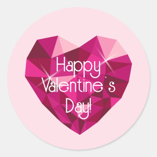 Herzförmiger Diamant Valentinstag Runder Aufkleber (Vorderseite)