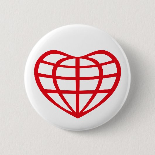 Herzförmiger Erdball Liebe Button (Vorderseite)