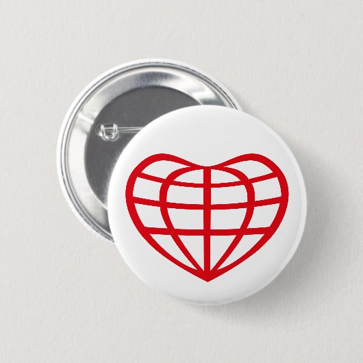 Herzförmiger Erdball Liebe Button (Vorne & Hinten)