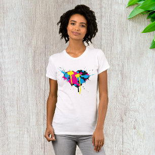 Herzförmiger Farbspritzer Farbiger Tintenspritzer T-Shirt