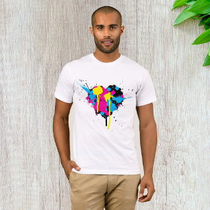 Herzförmiger Farbspritzer Farbiger Tintenspritzer T-Shirt