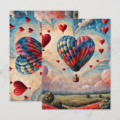 Herzförmiger Heißluftballon Postkarte (Vorne/Hinten)