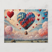 Herzförmiger Heißluftballon Postkarte (Rückseite)