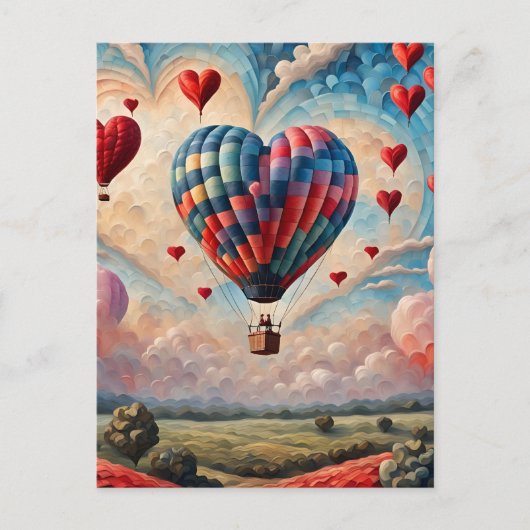 Herzförmiger Heißluftballon Postkarte (Vorderseite)