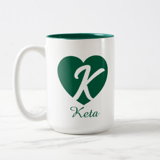 Herzförmiger Kaffeebecher mit individuellem Monogr Zweifarbige Tasse