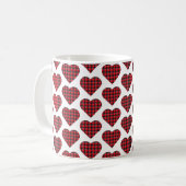 Herzförmiger Karo Rot Schwarz Buffalo Kaffeetasse (Vorderseite Links)