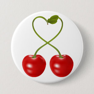 Herzförmiger Kirschenstiel Button
