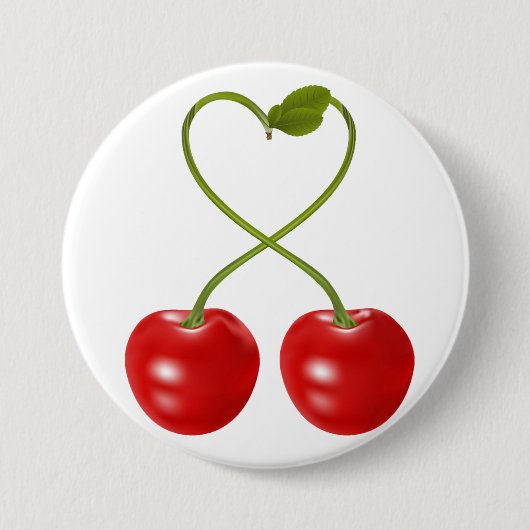 Herzförmiger Kirschenstiel Button (Vorderseite)