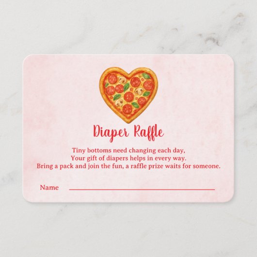 Herzförmiger Pizza-Windel-Raffle-Einsatz | Rot Dankeskarte (Vorderseite)