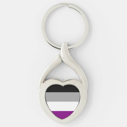 Herzförmiger Schlüsselanhänger der asexuellen Flag (Vorderseite)
