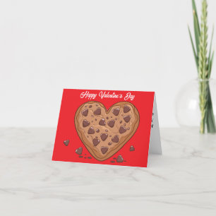 Herzförmiger Schokoladenchip-Keks Valentinstag Feiertagskarte